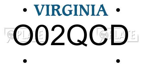 O02QCD Virginia License Plate