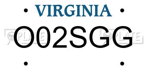 O02SGG Virginia License Plate