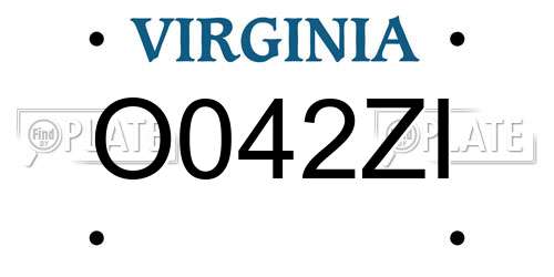 O042ZI Virginia License Plate
