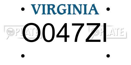 O047ZI Virginia License Plate