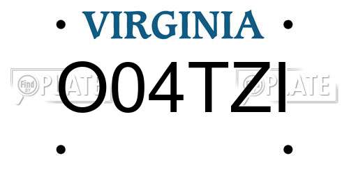 O04TZI Virginia License Plate