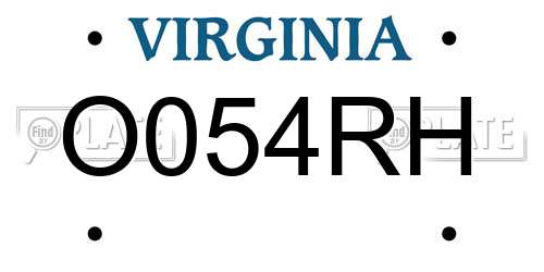 O054RH Virginia License Plate
