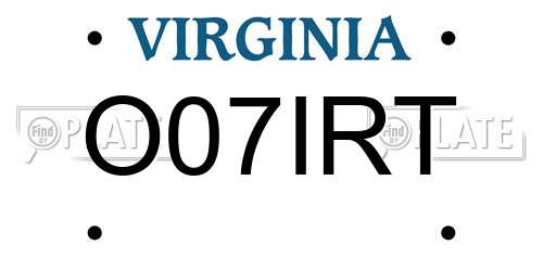 O07IRT Virginia License Plate