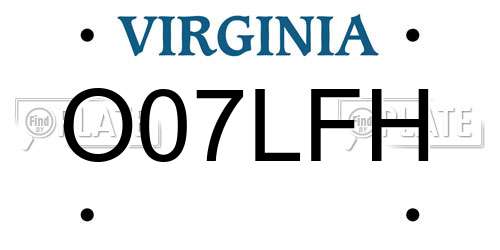 O07LFH Virginia License Plate