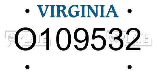 O109532 Virginia License Plate