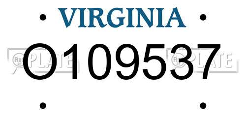 O109537 Virginia License Plate