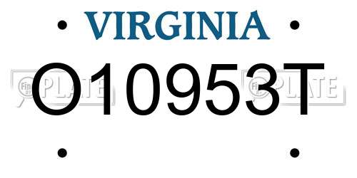 O10953T Virginia License Plate