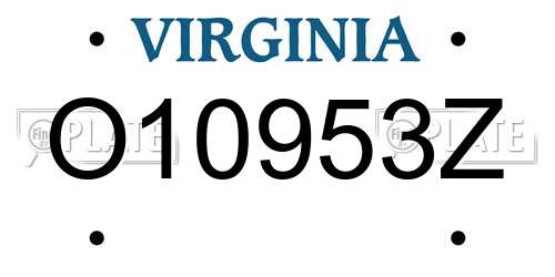 O10953Z Virginia License Plate