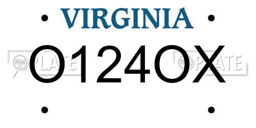 O124OX Virginia License Plate