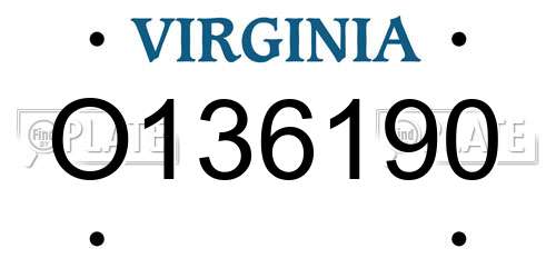 O136190 Virginia License Plate