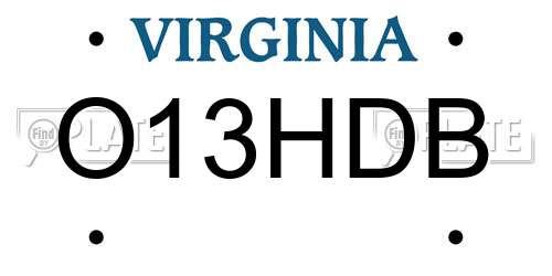 O13HDB Virginia License Plate