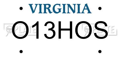 O13HOS Virginia License Plate