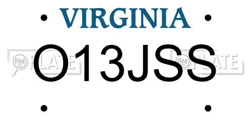 O13JSS Virginia License Plate
