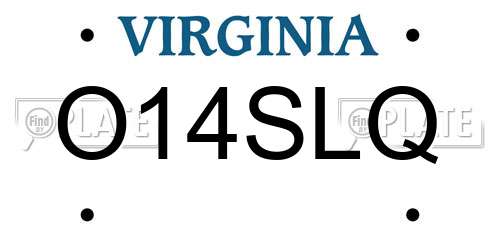 O14SLQ Virginia License Plate