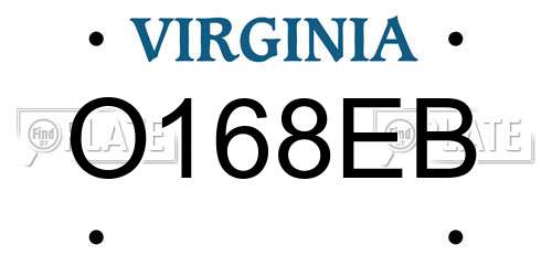 O168EB Virginia License Plate