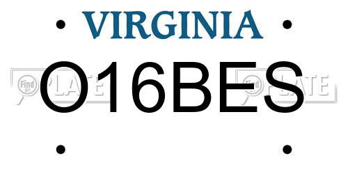 O16BES Virginia License Plate