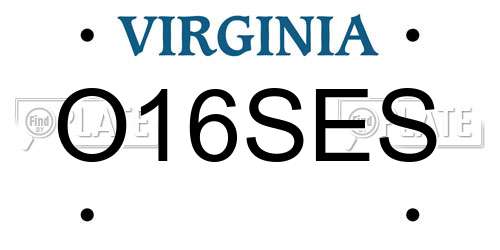 O16SES Virginia License Plate
