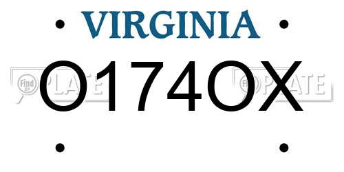 O174OX Virginia License Plate