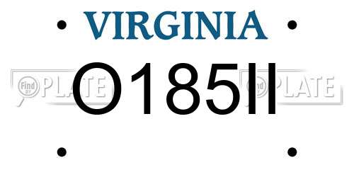 O185II Virginia License Plate