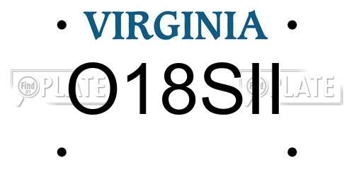 O18SII Virginia License Plate