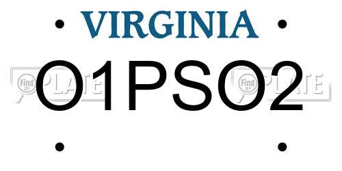 O1PSO2 Virginia License Plate