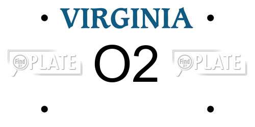 O2 Virginia License Plate
