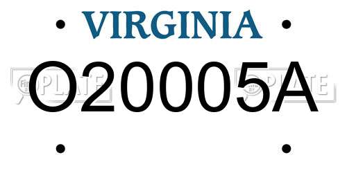 O20005A Virginia License Plate