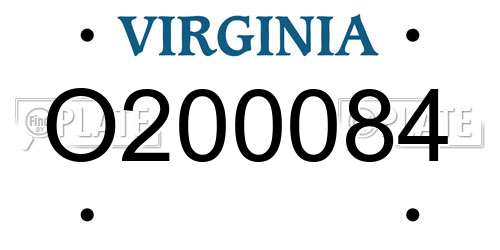 O200084 Virginia License Plate