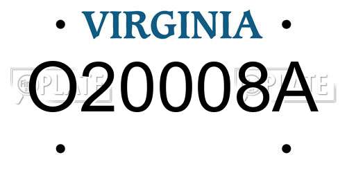 O20008A Virginia License Plate