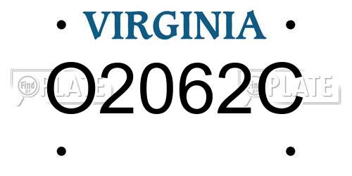 O2062C Virginia License Plate