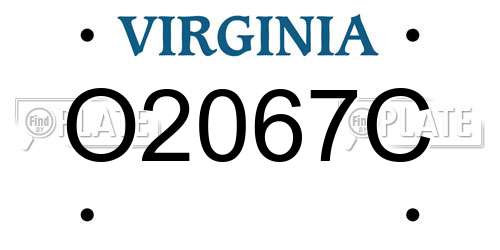 O2067C Virginia License Plate