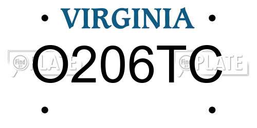 O206TC Virginia License Plate