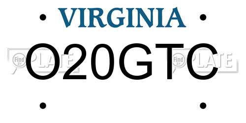 O20GTC Virginia License Plate