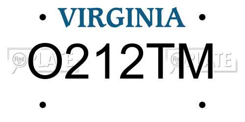 O212TM Virginia License Plate