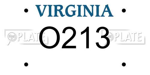 O213 Virginia License Plate