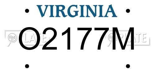 O2177M Virginia License Plate