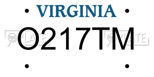 O217TM Virginia License Plate
