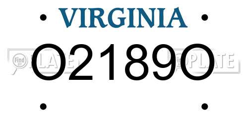 O2189O Virginia License Plate
