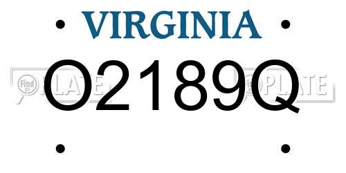 O2189Q Virginia License Plate