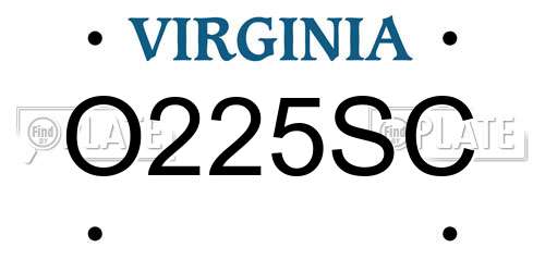 O225SC Virginia License Plate