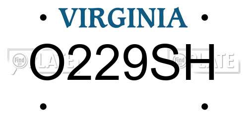 O229SH Virginia License Plate