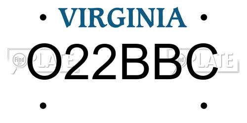O22BBC Virginia License Plate