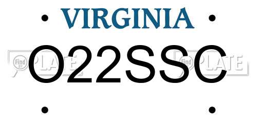 O22SSC Virginia License Plate