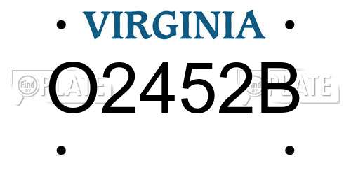 O2452B Virginia License Plate