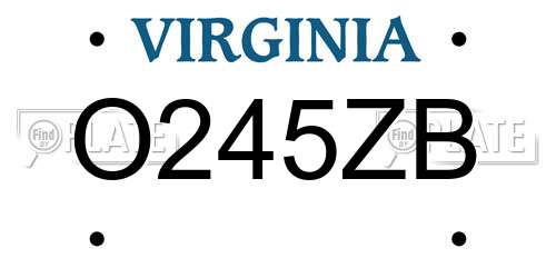 O245ZB Virginia License Plate
