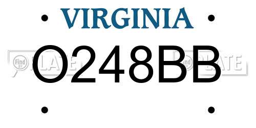 O248BB Virginia License Plate