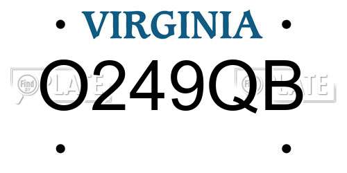 O249QB Virginia License Plate