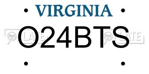 O24BTS Virginia License Plate