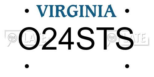 O24STS Virginia License Plate