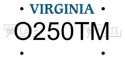 O250TM Virginia License Plate